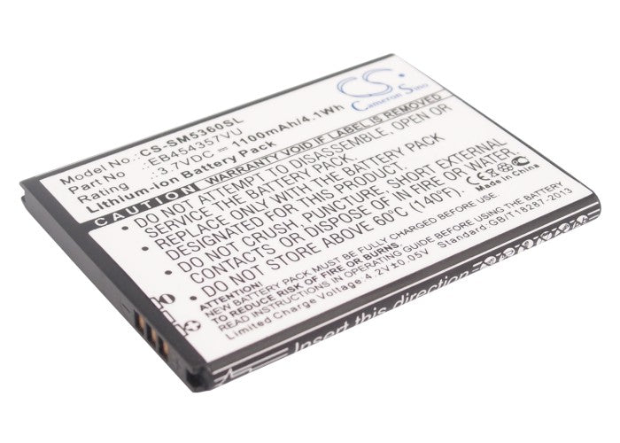 1100mAh Replacement Battery for Samsung Galaxy Y, Pocket, Wave Y Series - EB454357VU Lithium-Ion 3.7V