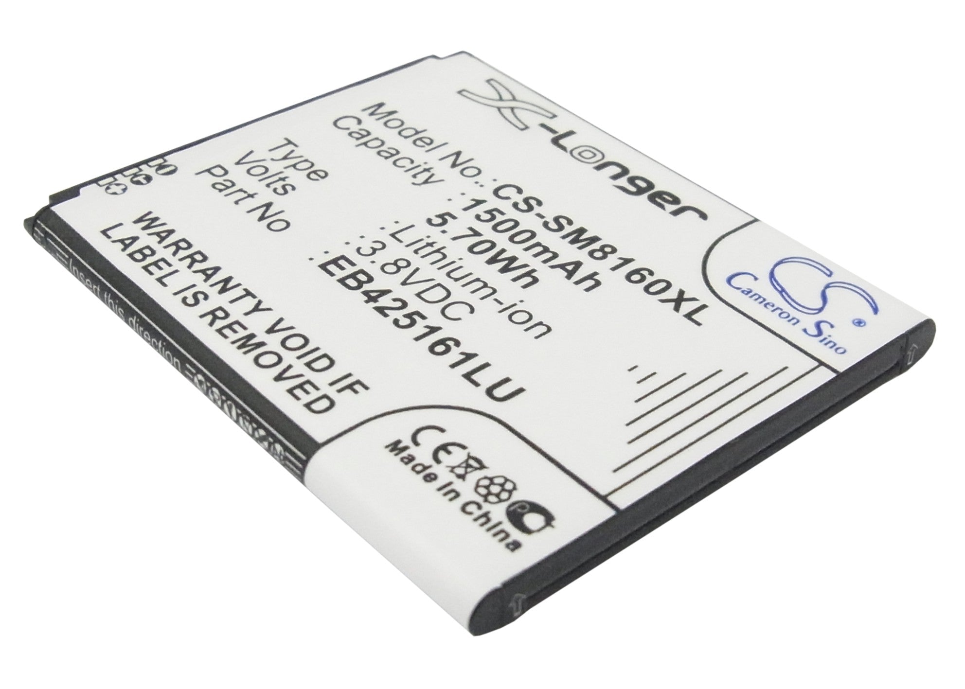 1500mAh Replacement Battery for Samsung Galaxy Ace 2/S Duos (GT-I8160 Series) - EB425161LU/LA