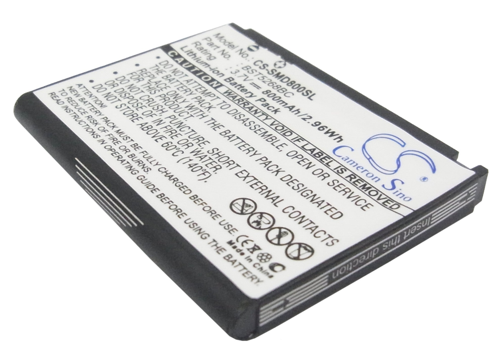 Samsung SGH-D808 Mobile Phone Battery - 800mAh Li-ion 3.7V BST5268BC Replacement (46.89x36.49x4.57mm)