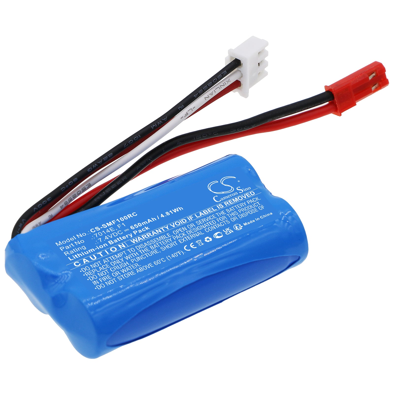 650mAh 7.4V Li-ion Battery for Shuang Ma 7014E & SYMA F1 Helicopter/Airplane - 53x28.7x14.4mm Upgrade