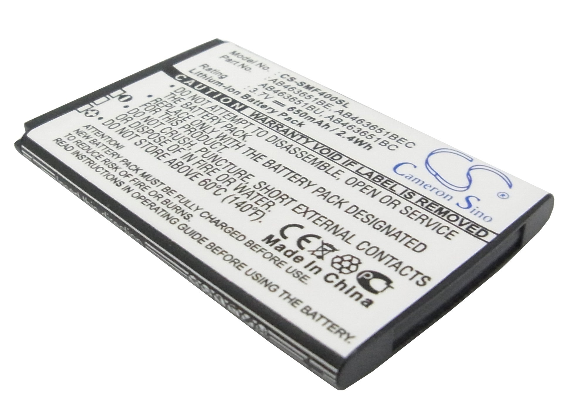 650mAh 3.7V Li-ion Replacement Battery for Samsung SGH-F400, GT-S5600 Cell Phones