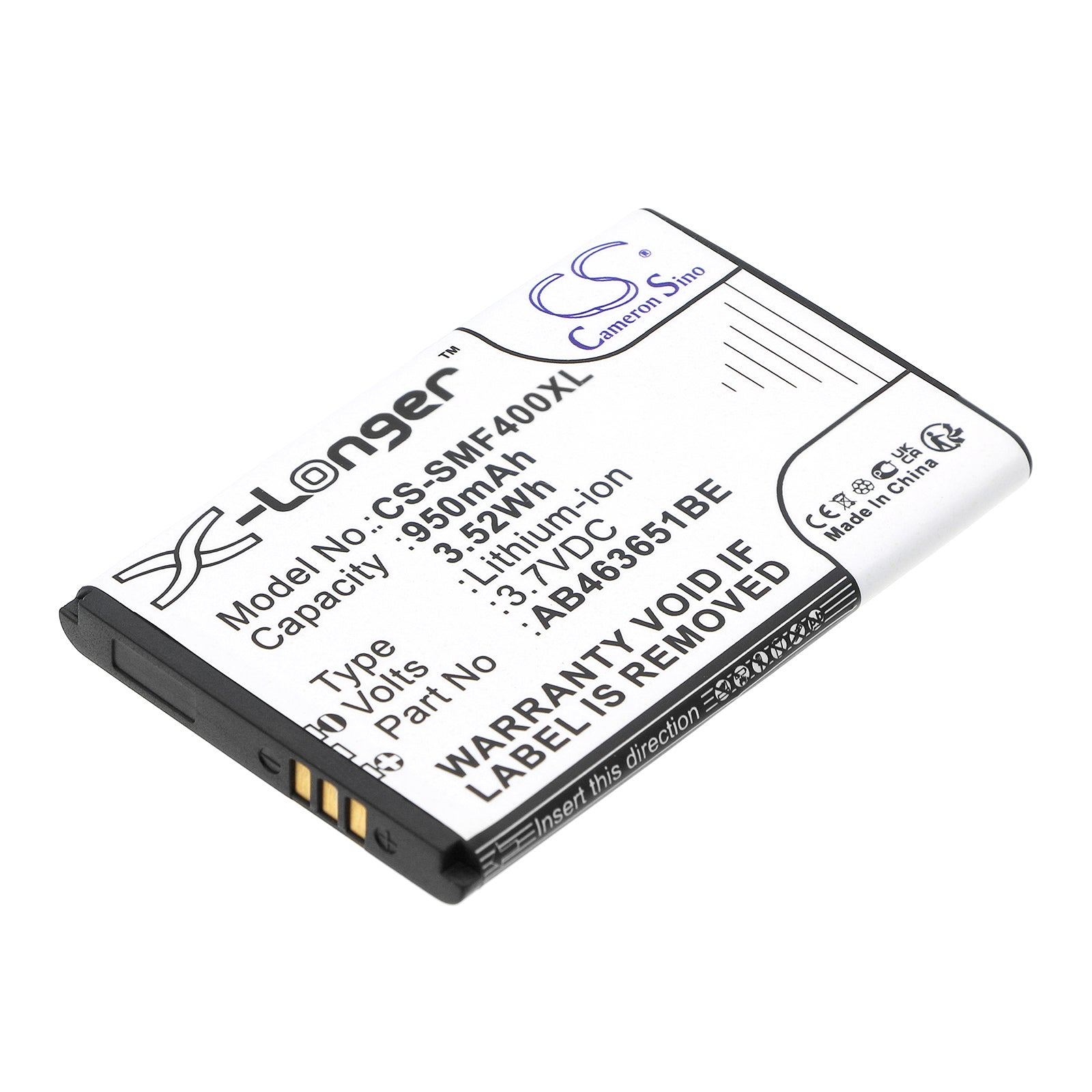 950mAh Replacement Battery for Samsung Galaxy SGH/GT Series - AB463651BE - 3.7V Li-ion - Phone Battery Replacement