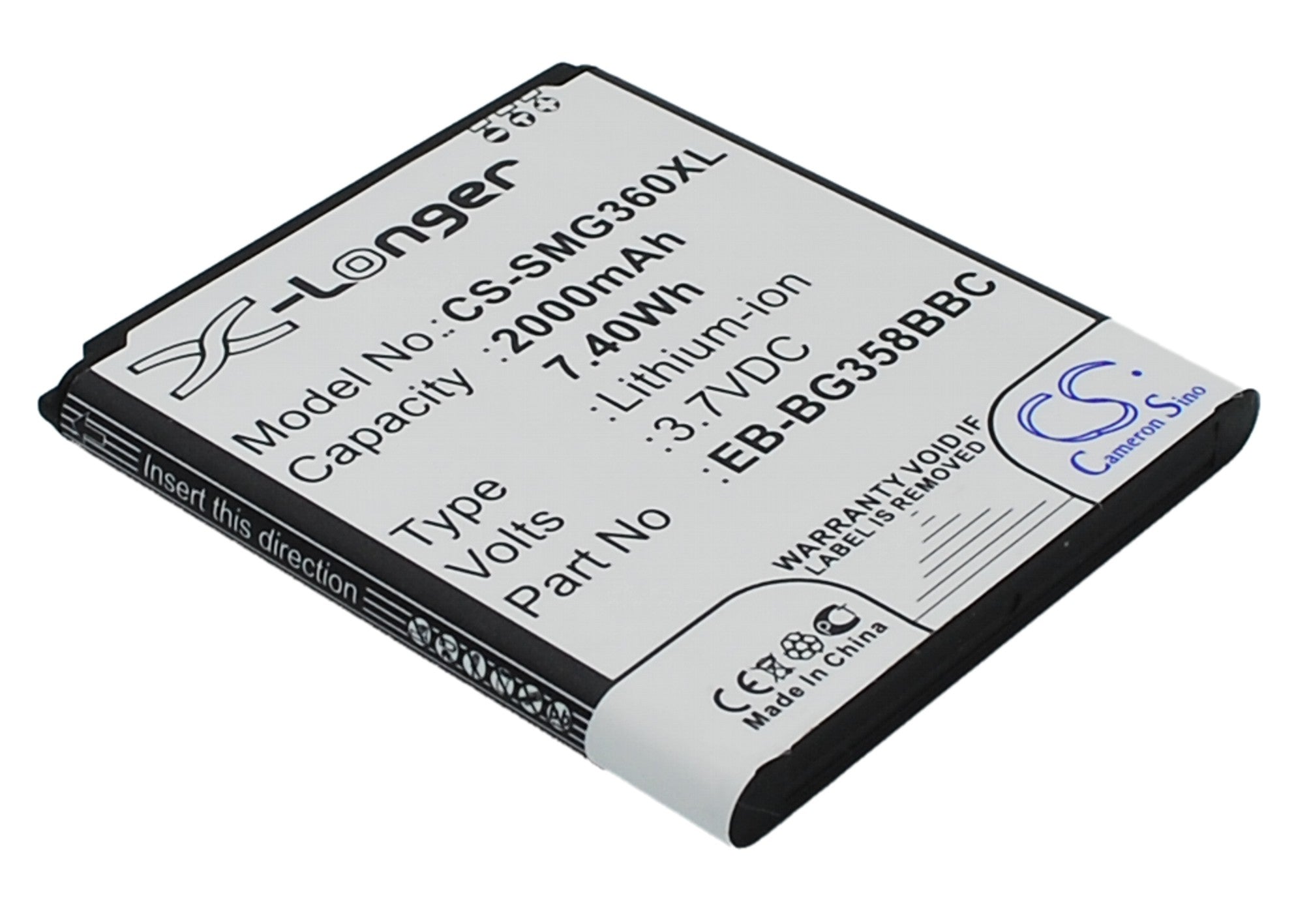 Samsung Galaxy Core Lite 4G Battery: SM-G3588, SM-G3586V Replacement - 2000mAh Li-ion 3.7V