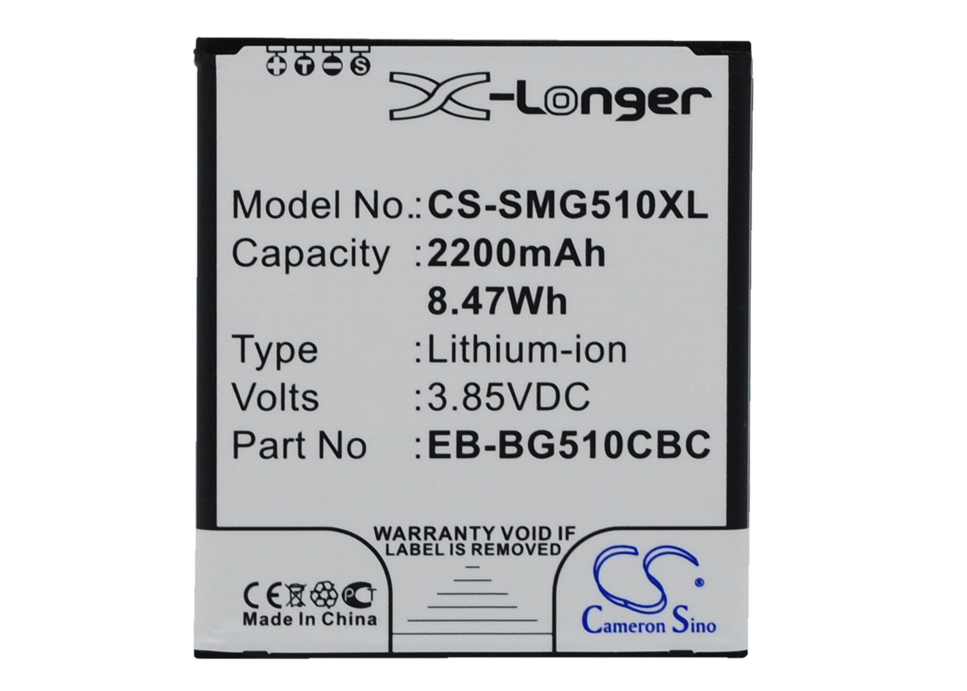 2200mAh Replacement Battery for Samsung Galaxy Core Max SM-G510F/SM-G5108/SM-G5109 - 3.85V Li-ion