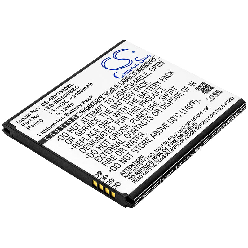 2400mAh Galaxy Grand Prime Battery: J3, J2, J5 Series - SM-G530, SM-J320, EB-BG530 Replacement - 3.8V Li-ion
