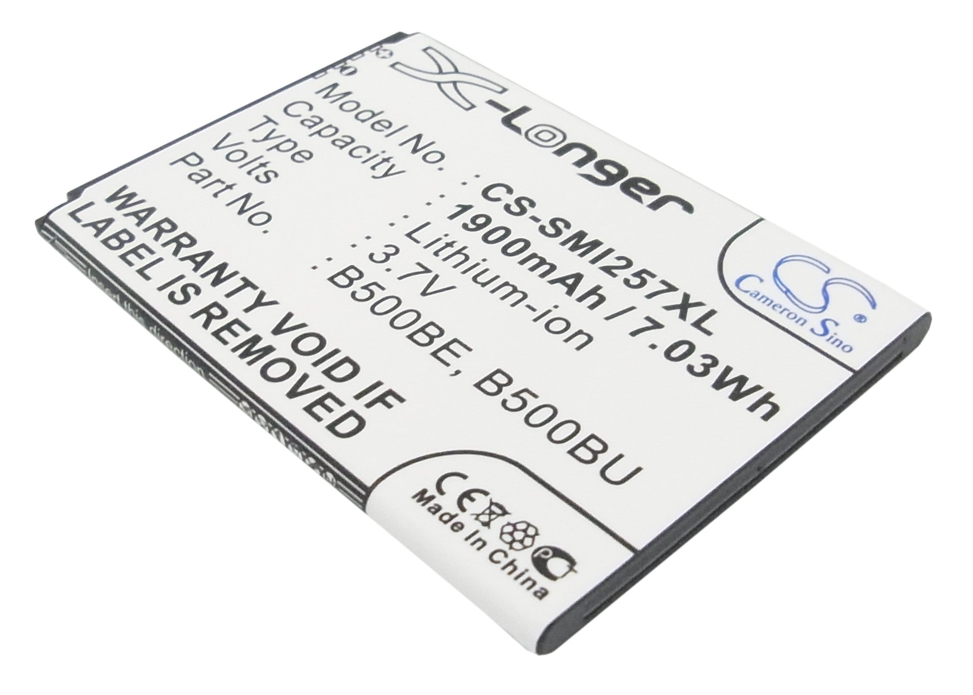 1900mAh Replacement Battery for Samsung Galaxy S4 Mini (GT-i9190, LTE, Duos) - B500BE/BU - 3.7V Li-ion - Extended Life