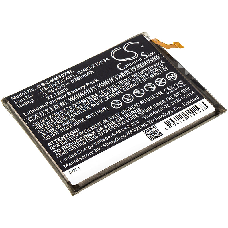 5900mAh Battery for Galaxy M30s (SM-M307F/DS) & M315F - Extended Life Replacement, 3.85V Li-Polymer