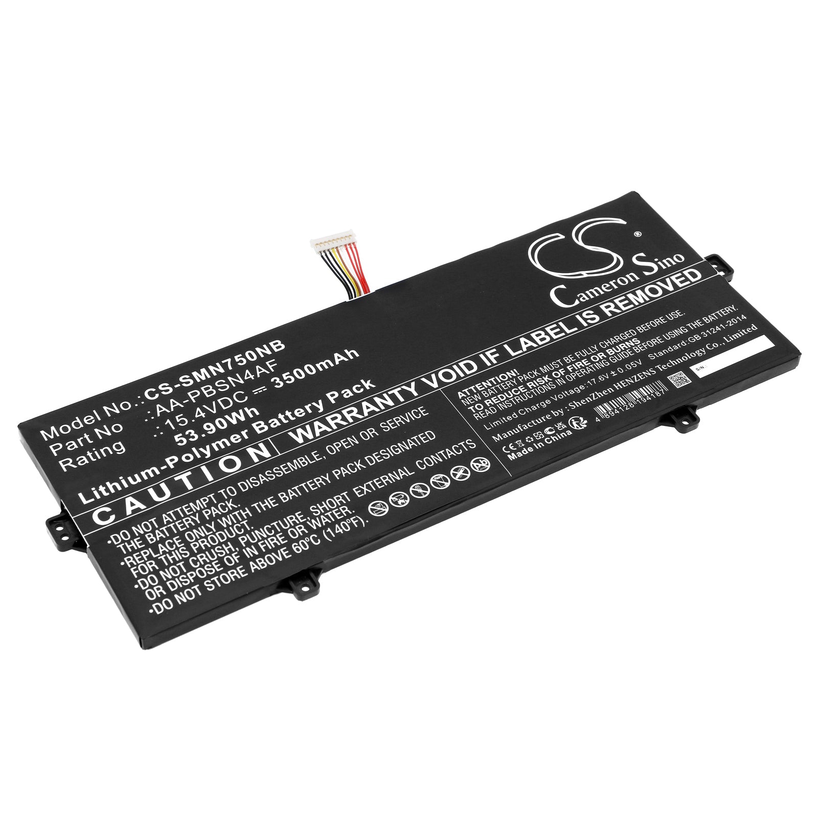 53.9Wh 15.4V Replacement Battery for Samsung Galaxy Book NP750XDA & Flex Alpha NP730QCJ - 3500mAh