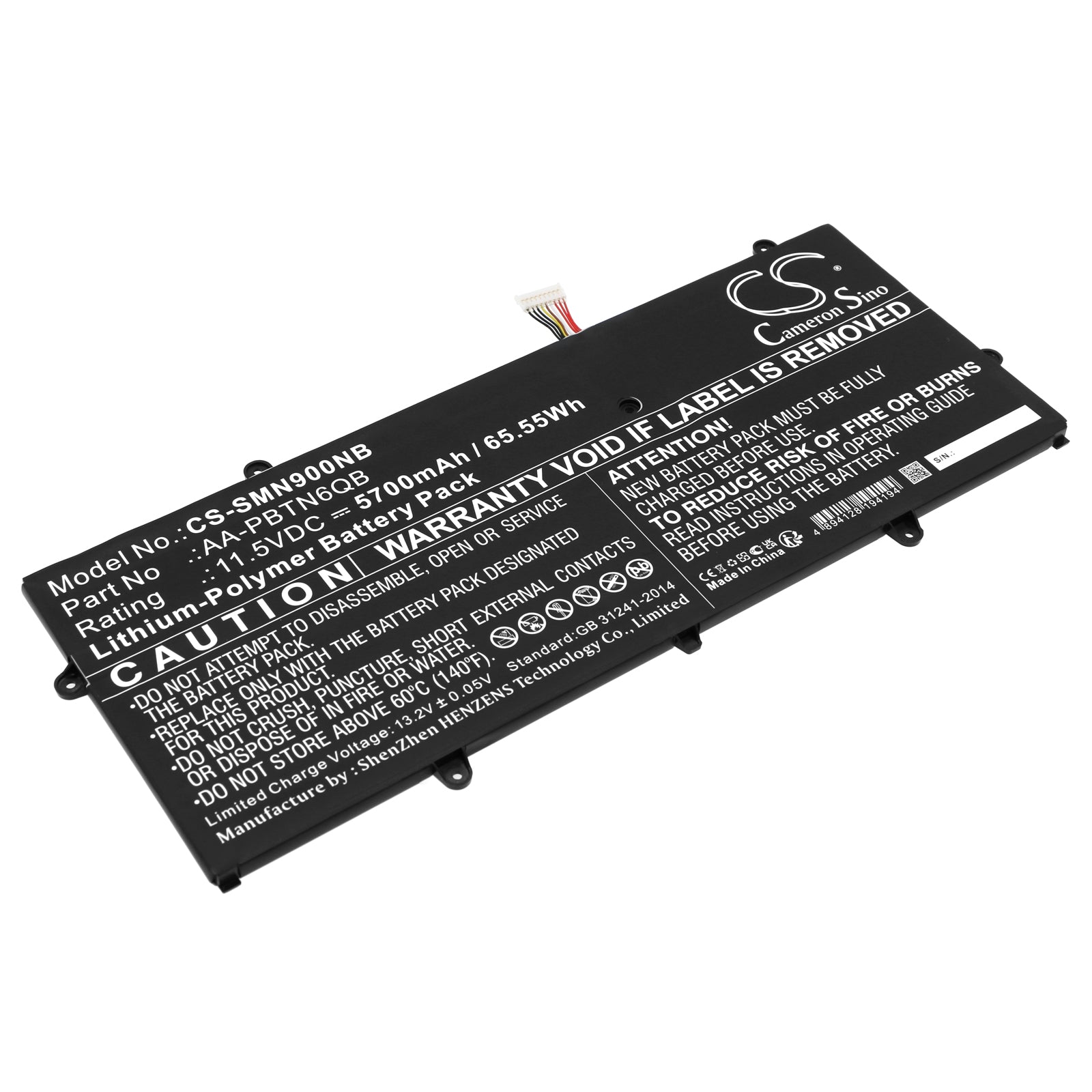 65.55Wh 5700mAh Replacement Battery for Samsung Notebook 9 NP900X5N Series - 11.5V Li-Polymer