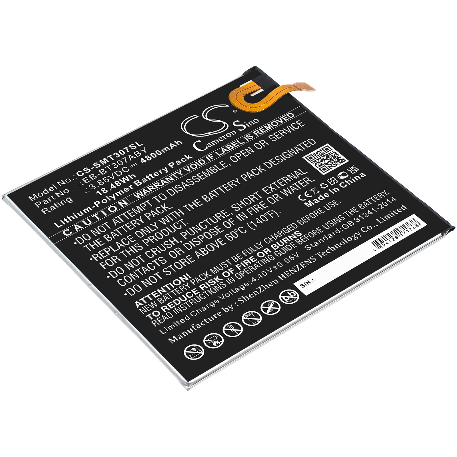 4800mAh Replacement Battery for Galaxy Tab A 8.4 (2020) SM-T307U Tablet - 3.85V Li-Polymer