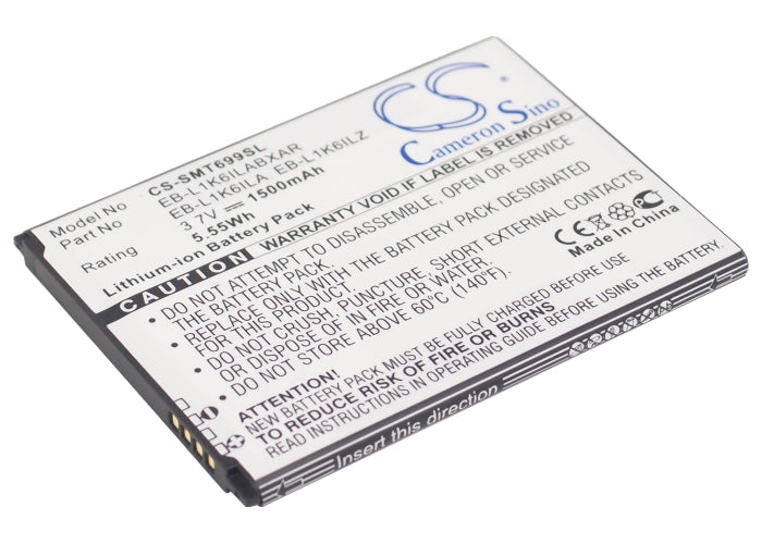 1500mAh Replacement Battery for Samsung Galaxy S Blaze Q, Stratosphere II, Relay 4G - EB-L1K6ILA Li-ion 3.7V