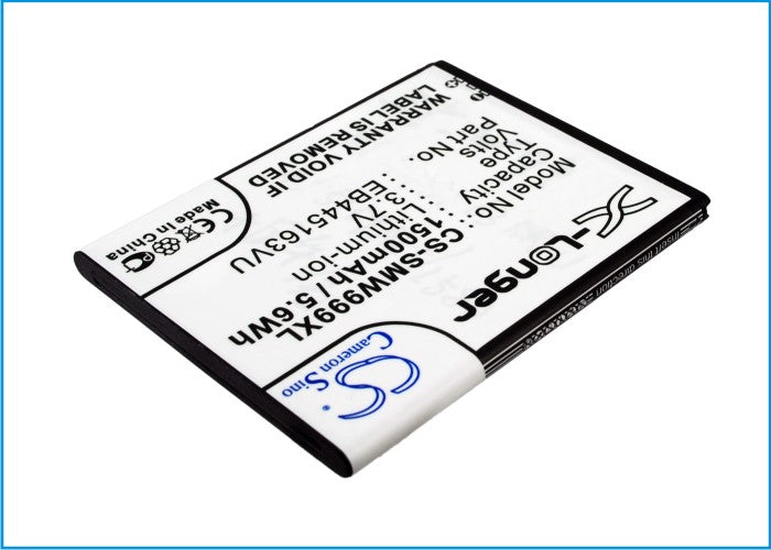1500mAh 3.7V Li-ion Replacement Battery for Samsung SGH-W999, GT-S7530, Omnia M - EB445163VU
