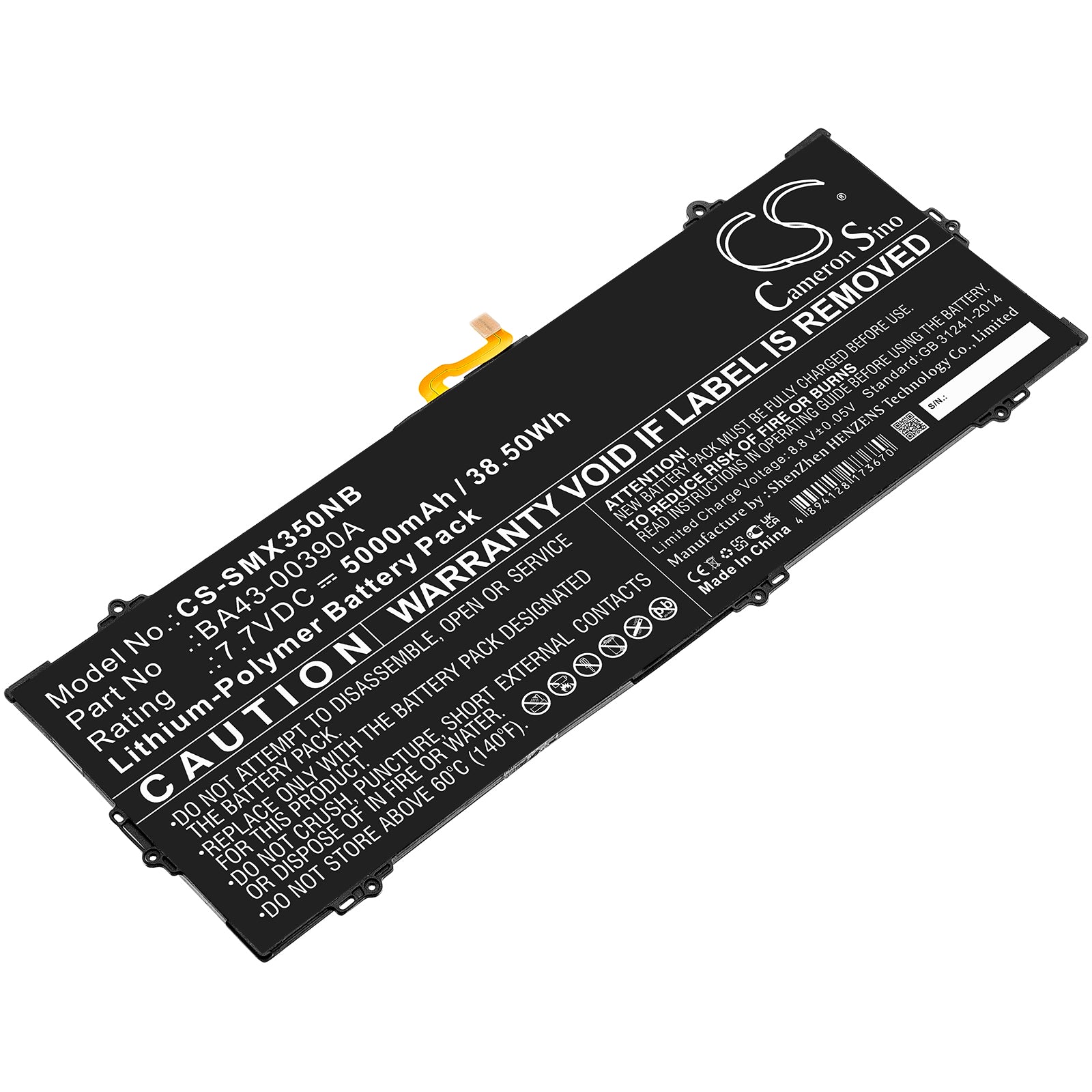 5000mAh Li-Polymer Replacement Battery for Samsung Chromebook 15.6" XE350XBA-K01US Laptop (38.5Wh, 7.7V)