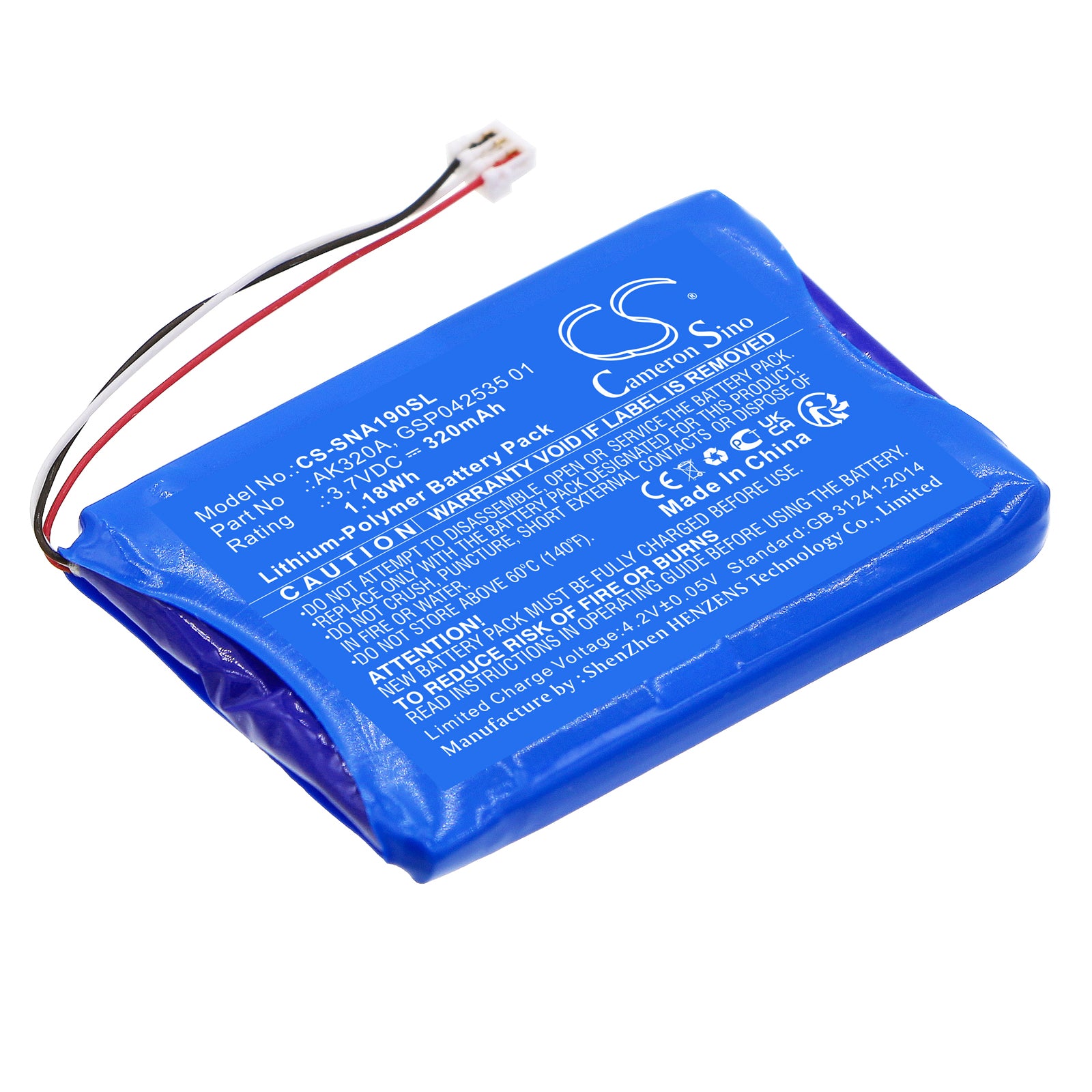 320mAh Replacement Battery for AGFEO IP Multi-Cell & Snom A190 Wireless Headsets - 3.7V Li-Polymer