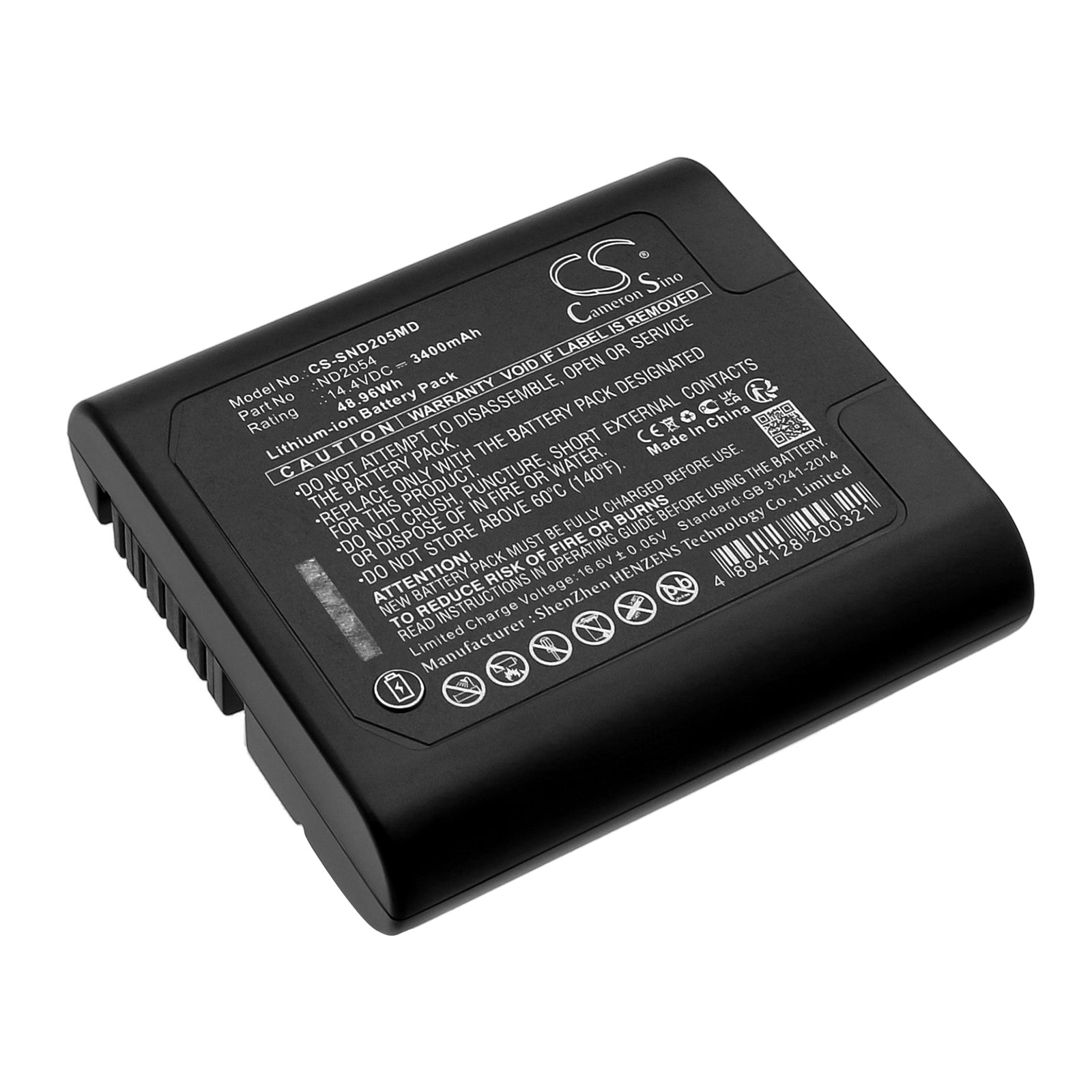 14.4V 3400mAh Battery - BREAS HD60-7050, SciAps Z-200/Z-500 Analyzers, Integra Camino ICP Monitor & ND2054 Series