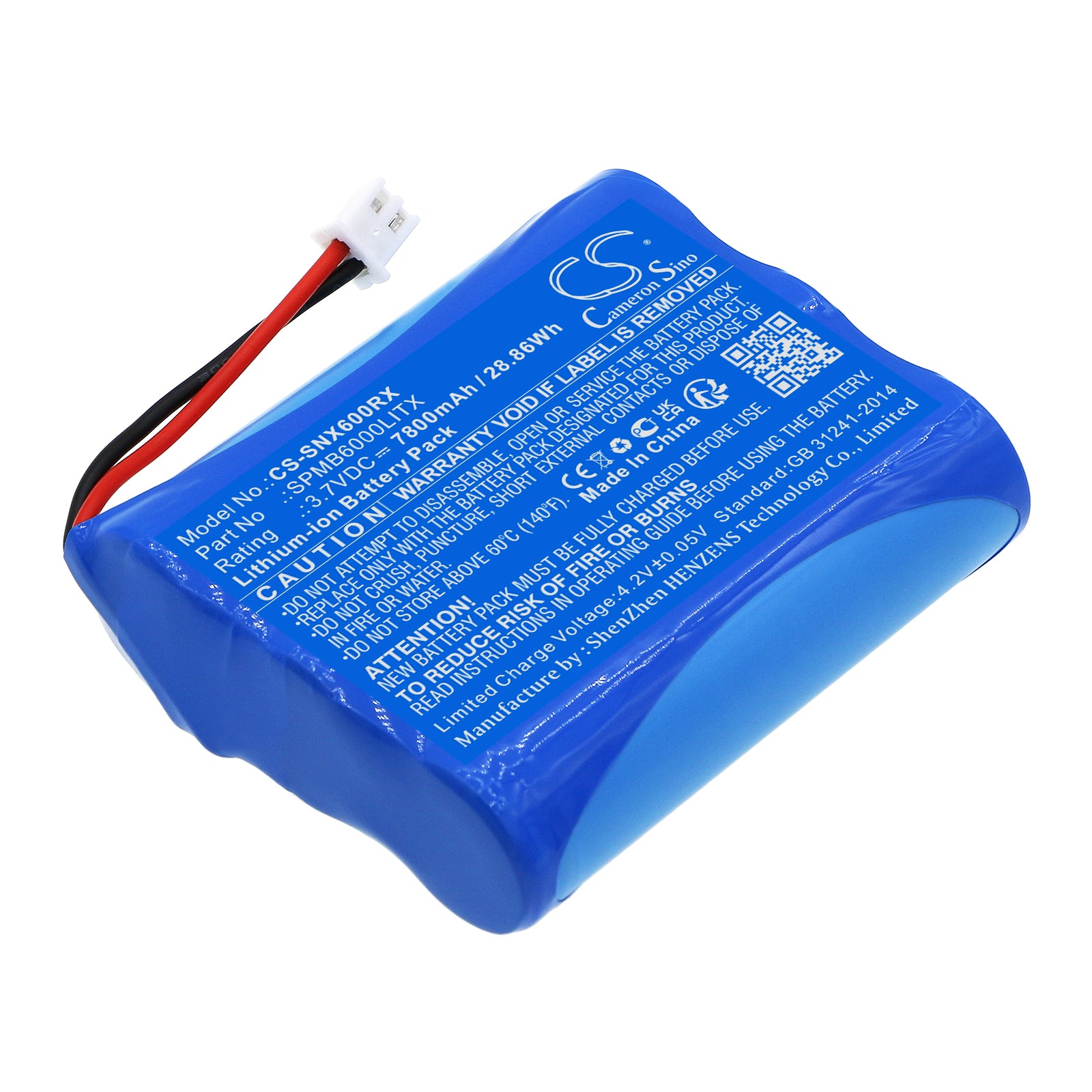 7800mAh 3.7V Li-ion Battery Pack for Spektrum iX12, NX6, NX8 Transmitters - SPMB6000LITX - Enhanced Capacity Transmitter Battery