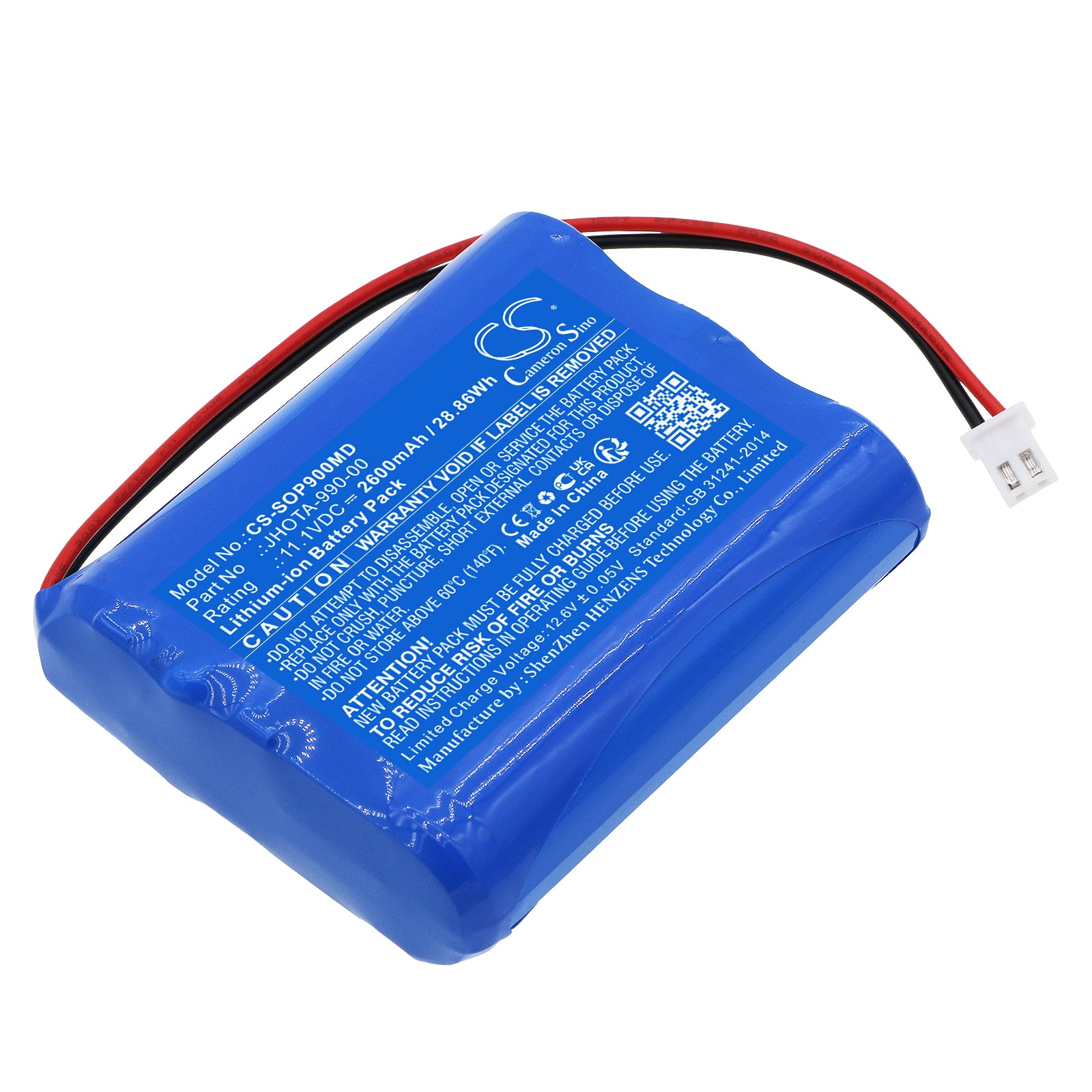 Szosen OIP-900 Medical Device Replacement Battery - 2600mAh, 11.1V, 28.86Wh Li-ion - High Capacity Power Solution