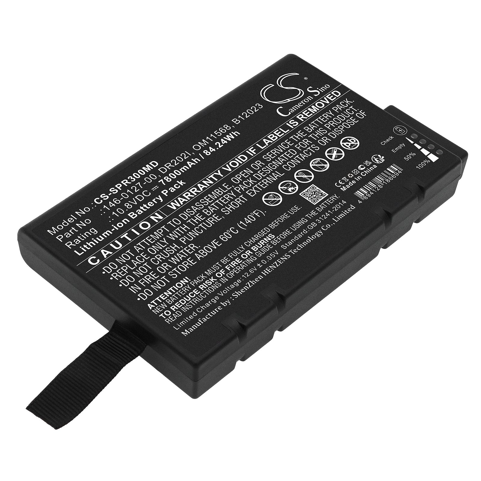 7800mAh Replacement Battery for Spacelabs mCare300/300D & ELS5 Medical Monitors - 10.8V Li-ion High Capacity