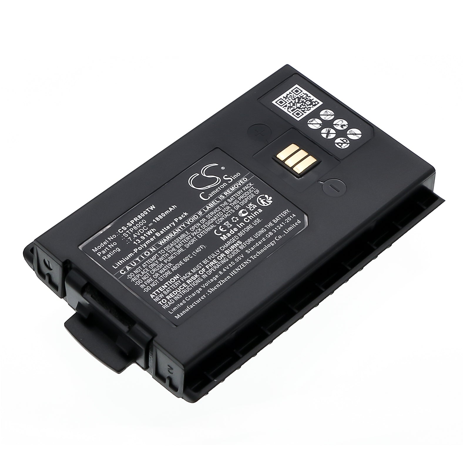 1880mAh 7.4V Li-Polymer Replacement Battery for Sepura STP8000, STP9000, SC20 Series Two-Way Radios
