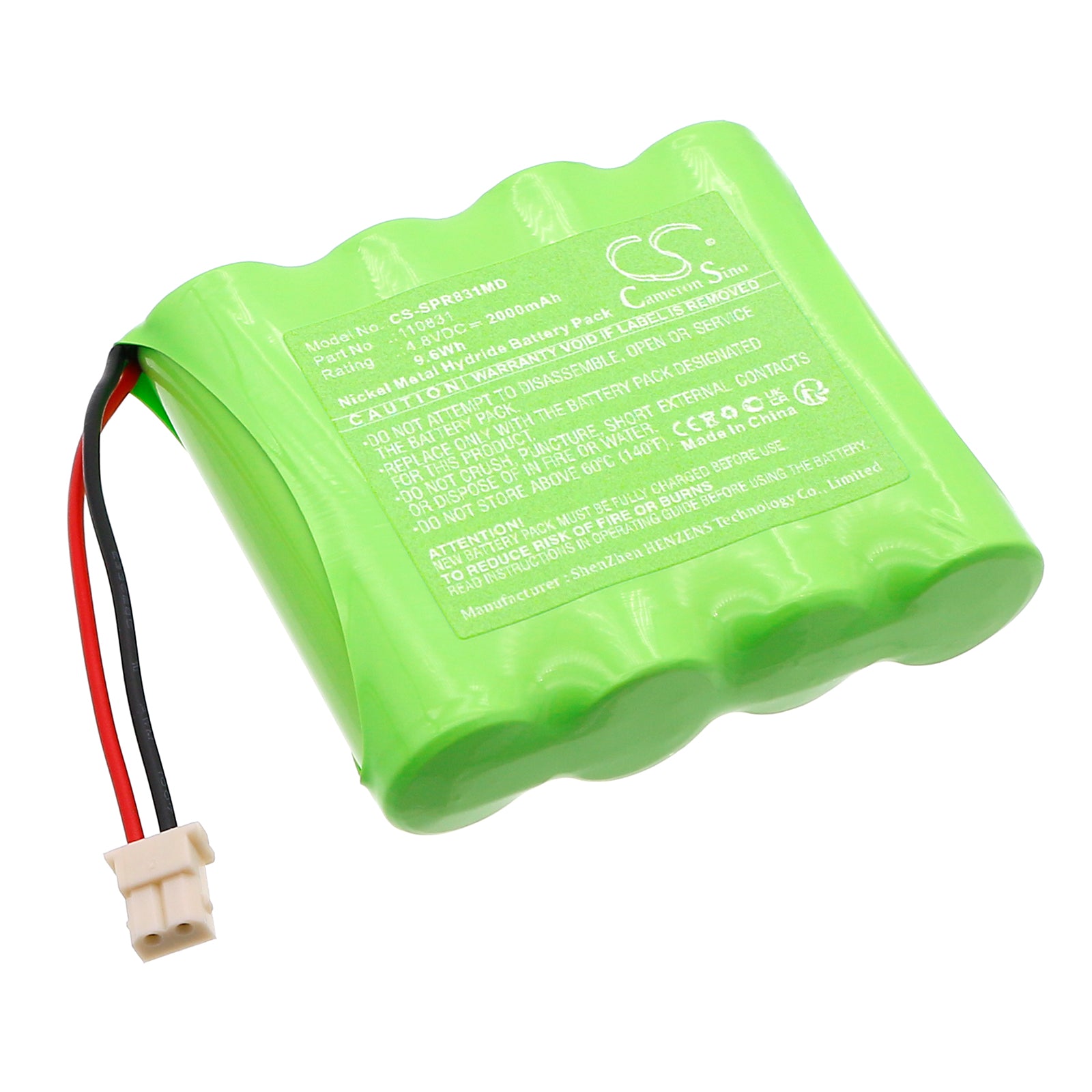 Spengler Pro-H Blood Pressure Monitor Battery: 4.8V 2000mAh NiMH Replacement, Size 58.5x52.35x14.8mm, Replaces 110831