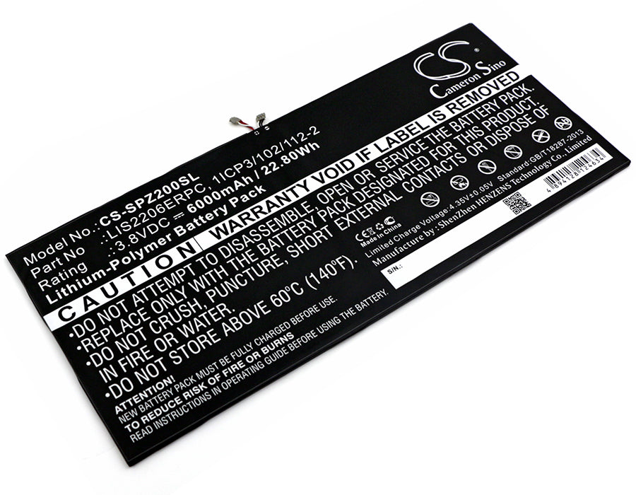 6000mAh Replacement Battery for Sony Xperia Tablet Z2 - SGP5XX, SOT21, LIS2206ERPC - 3.8V Li-Polymer - Tablet Repair Part