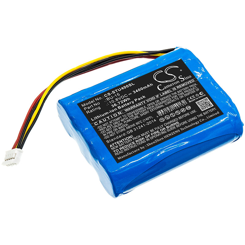 10.8V 3400mAh Li-ion Replacement Battery for Sumitomo T-400S Fusion Splicer BU-15 (68.74x55.20x19.20mm)