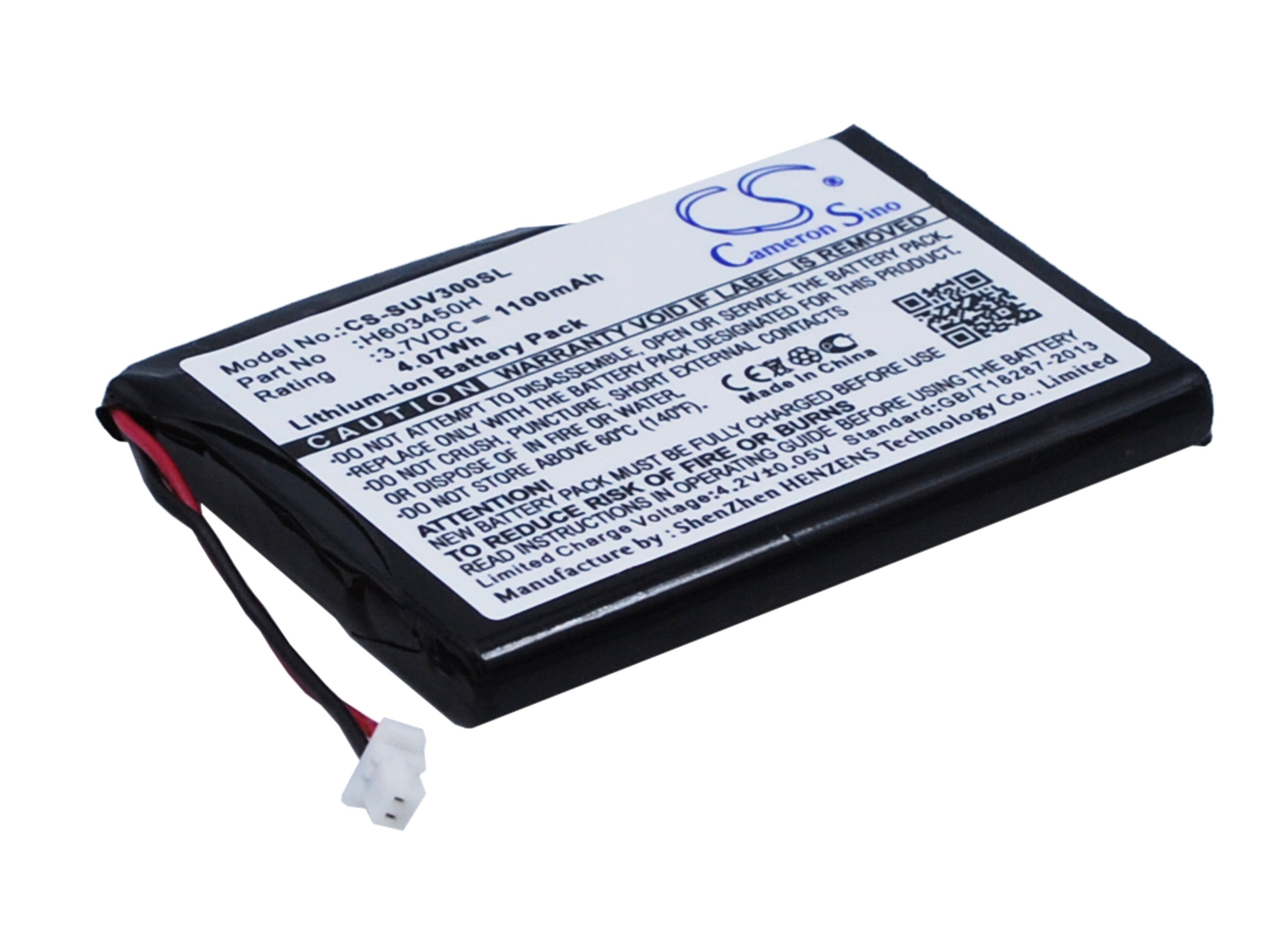 1100mAh 3.7V Li-ion Replacement Battery for SureShot GPS Micro V3, C2796 Navigators - 50.3x36.17x5.6mm