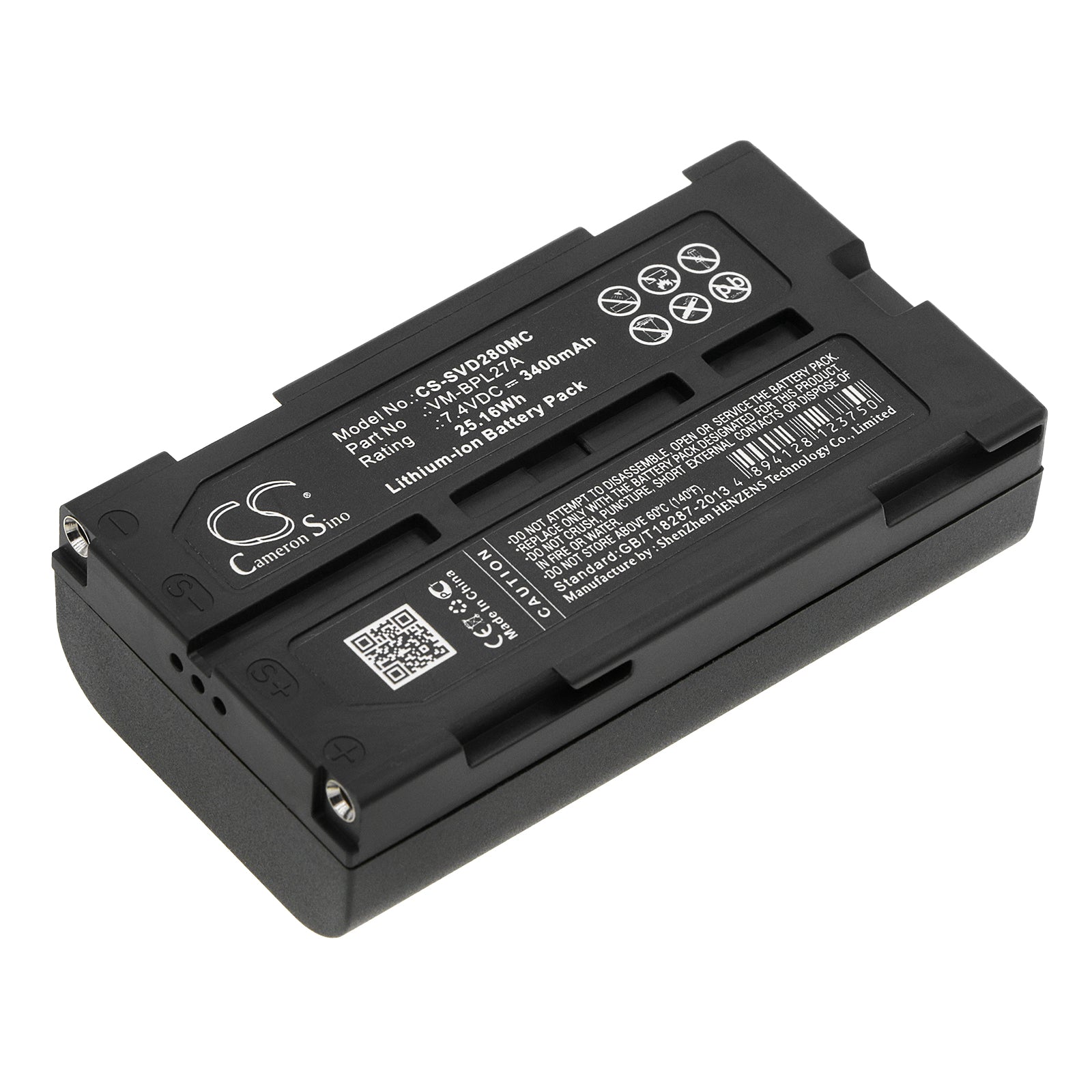7. 4V 3400mAh Li-ion Replacement Battery for Fuji/JVC/Panasonic Cameras - VMBPL30A, GR-DVM1, NV-GS Series Compatible