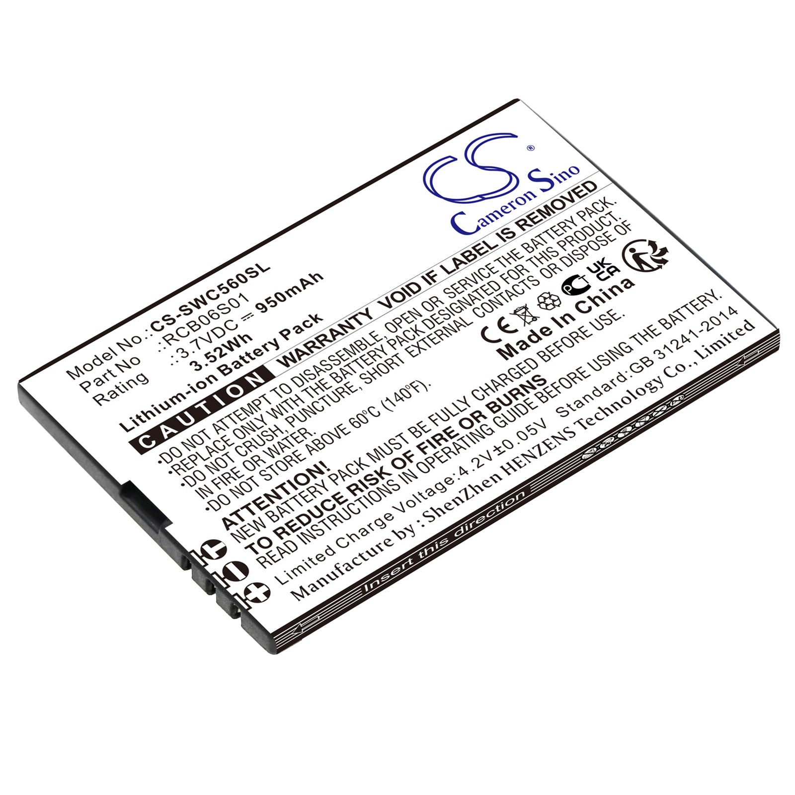Swisstone SC560 Replacement Battery - 950mAh 3.7V Li-ion - Mobile Smartphone Battery - RCB06S01 Compatible