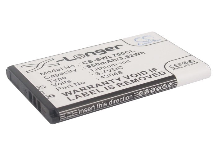 950mAh Replacement Battery for Swissvoice L7 Cordless Phone - 3.7V Li-ion, SV 20405855, 43048
