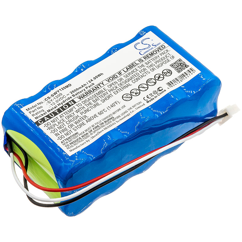 12V 2000mAh Ni-MH Replacement Battery for Smiths Medical Medfusion SY-1200 Infusion Pump