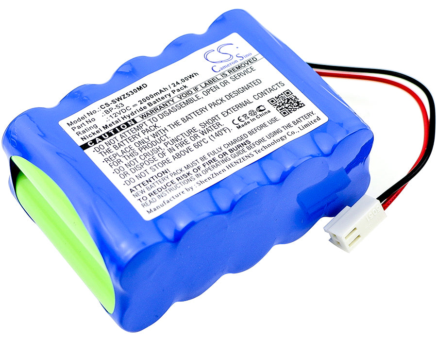 2000mAh Ni-MH 12V Battery - Smiths Medical Infusion/Syringe Pumps: TOP BP-53, 5300, 2200, 3300