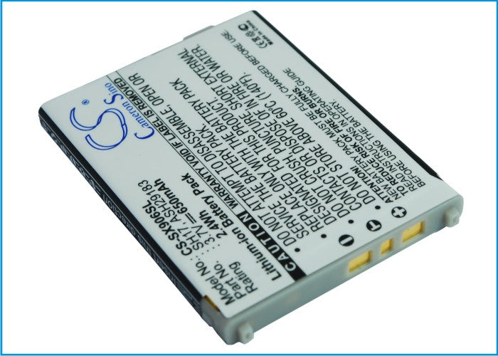 650mAh Replacement Battery for Sharp SH906i SH906H - 3.7V Li-ion - SH17, ASH29183 Compatible Smartphones