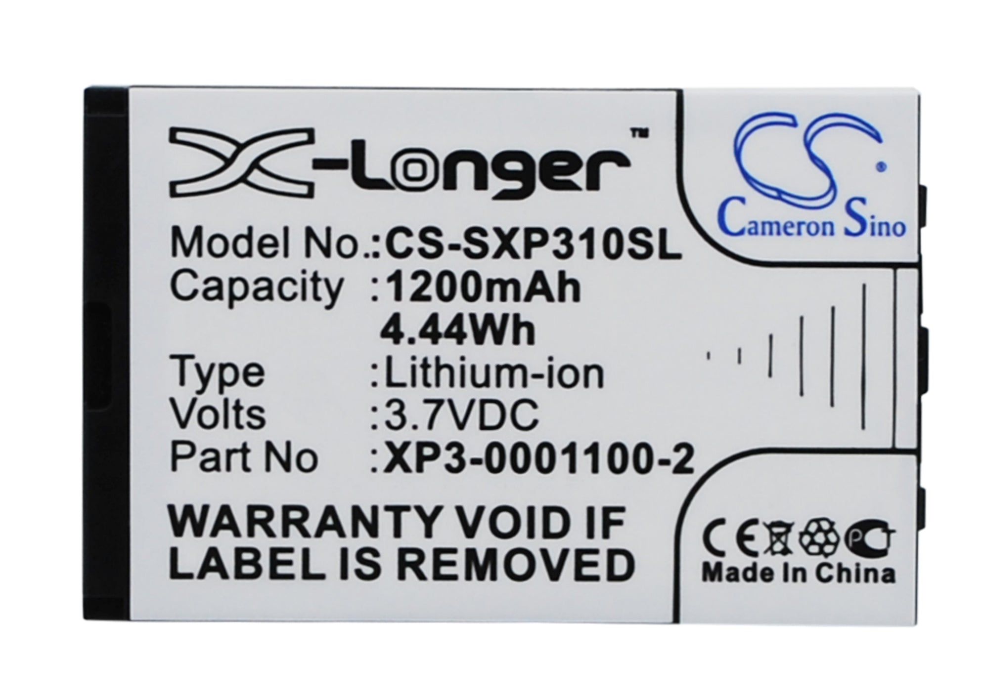 1200mAh 3.7V Li-ion Replacement Battery for Socketmobile Sonim XP3-S/Enduro Mobile Smartphone