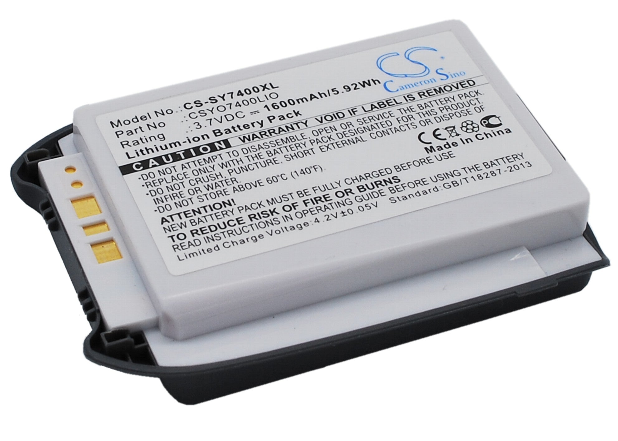 1600mAh Replacement Battery for Sanyo SCP-7400, MM7400, SCP-7300 Smartphones - 3.7V Li-ion Power