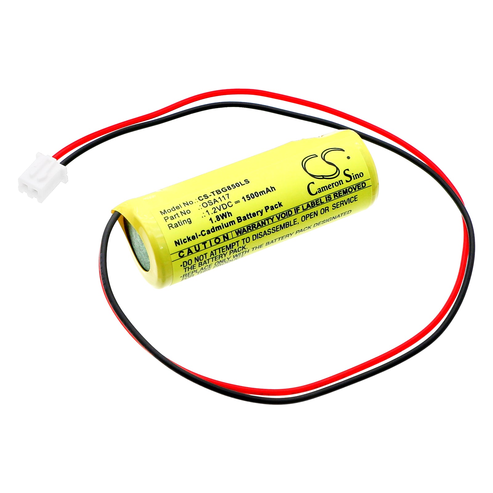 T&B Emergency Light Replacement Battery: 1.2V 1500mAh NiCD - Fits Models 12745, NIC1056, OSA117 - 50.4mm x 18.4mm x 16.9mm