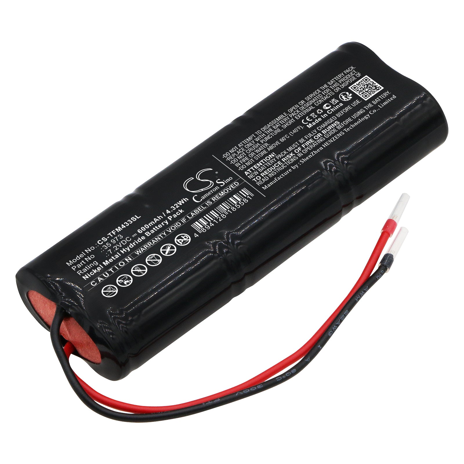 7.2V 600mAh Ni-MH Replacement Battery for TELENOT F1011/S Emergency Light - FM 433, 35 973