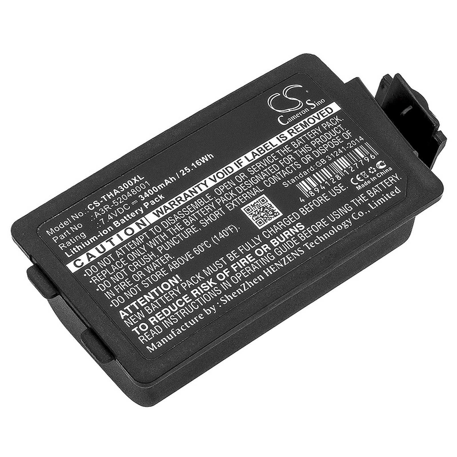 3400mAh Replacement Battery for TSC Alpha-3R Portable Printer - 7.4V 25.16Wh Li-ion