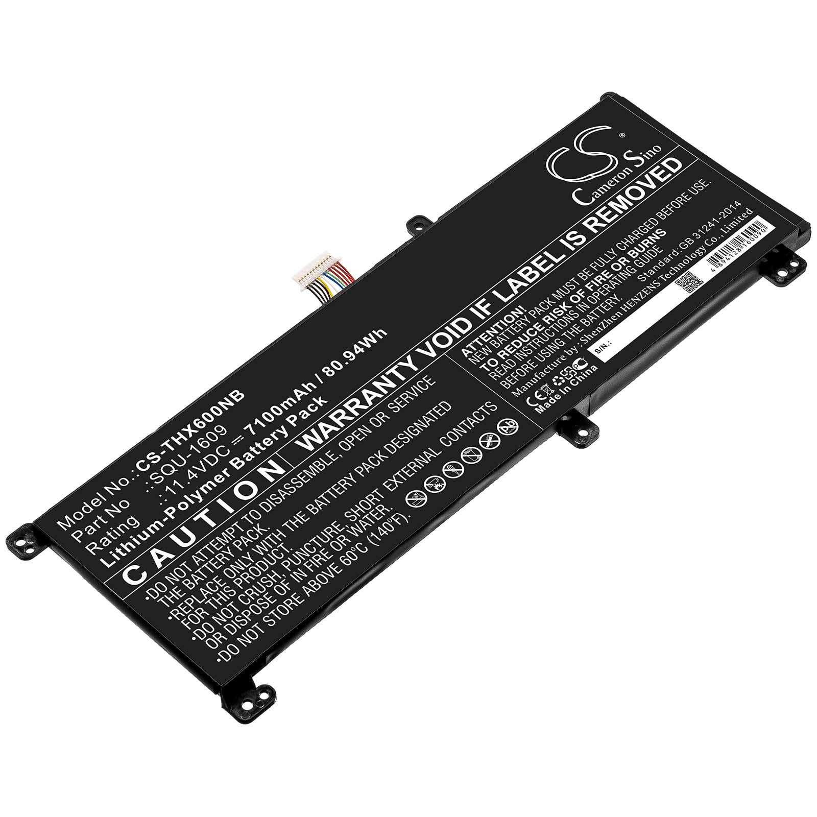 7100mAh Battery for Schenker XMG Core 15 & Thunderobot Dino X7a Laptops - SQU-1609, 11.4V 80.94Wh Replacement