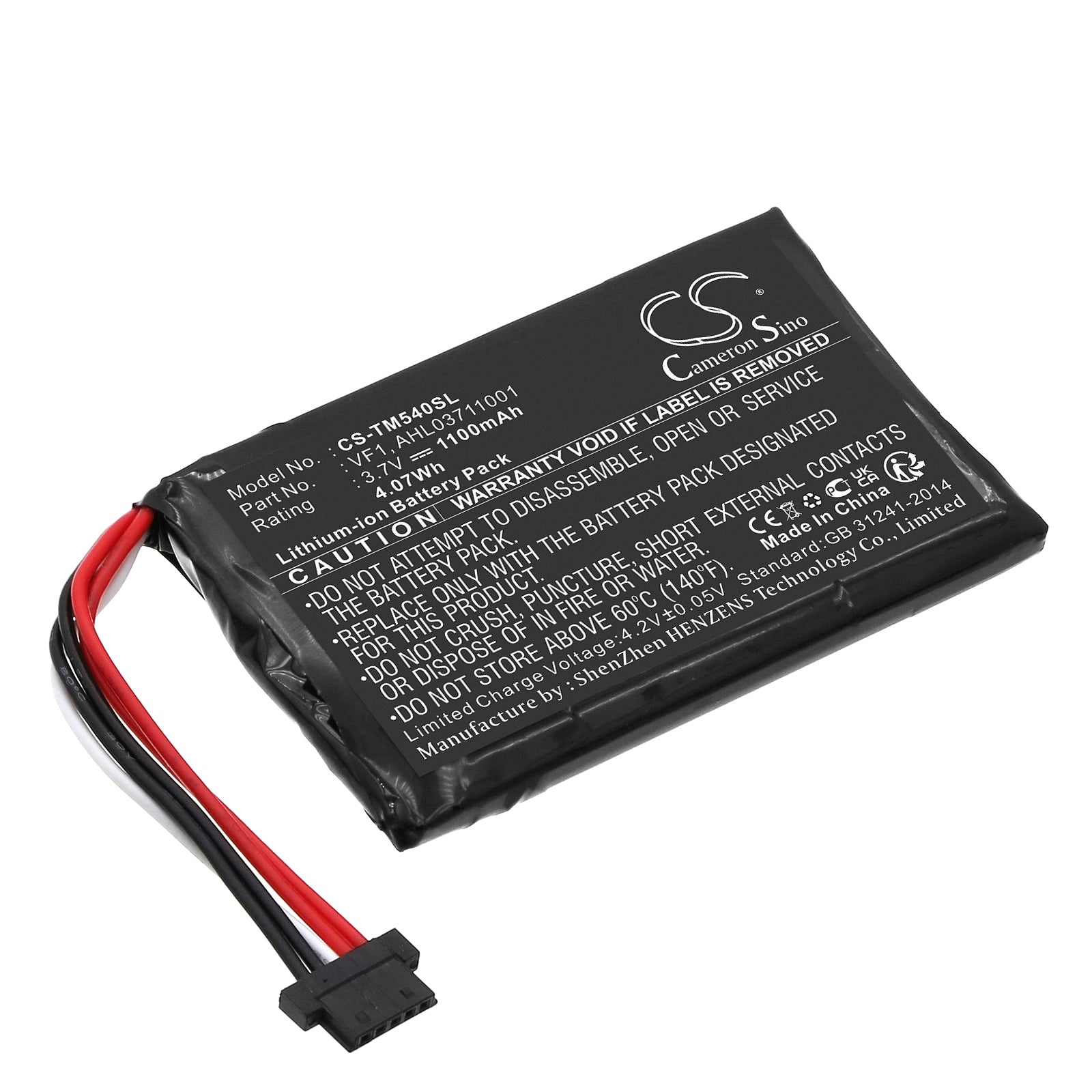 TomTom Go 540/540 Live GPS Navigator Replacement Battery - 1100mAh, 3.7V Li-ion, 52x34x5.5mm