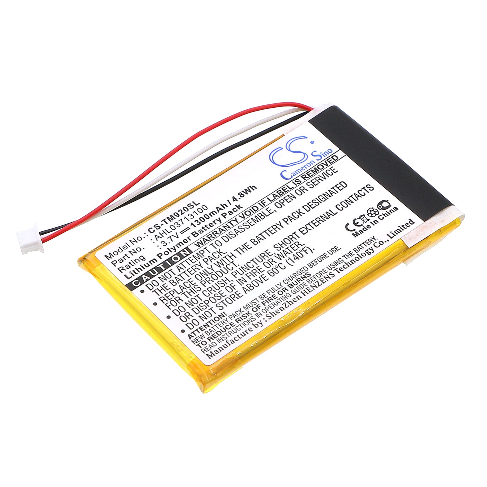 1300mAh 3.7V Li-Polymer Replacement Battery for TomTom Go 920, Go 920T, XL 340 GPS Navigators