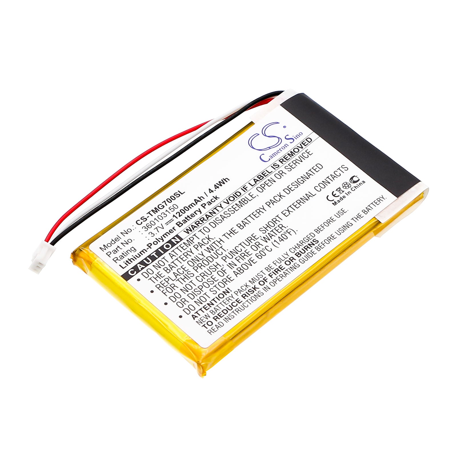 1200mAh Battery Replacement for TomTom Go 7000 HD GPS Navigator - 3.7V Li-Polymer - GPS Navigation Repair Part