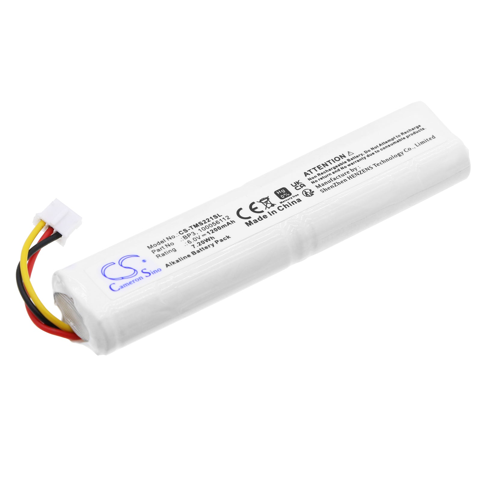 6V 1200mAh Alkaline Battery for Telenot DSS2, MS 221, AKG233 Alarm Systems - BP3 & 100056112 Replacement (90x21x11.4mm)
