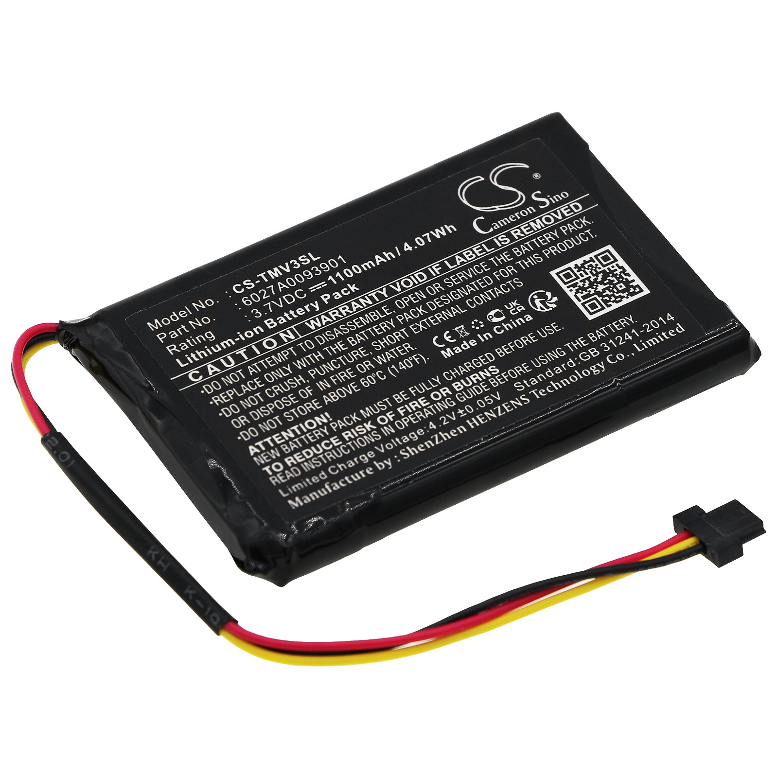 1100mAh GPS Battery for TomTom XL IQ V3 Navigator - 4EM0.001.01 N14644 Replacement - 3.7V Li-ion
