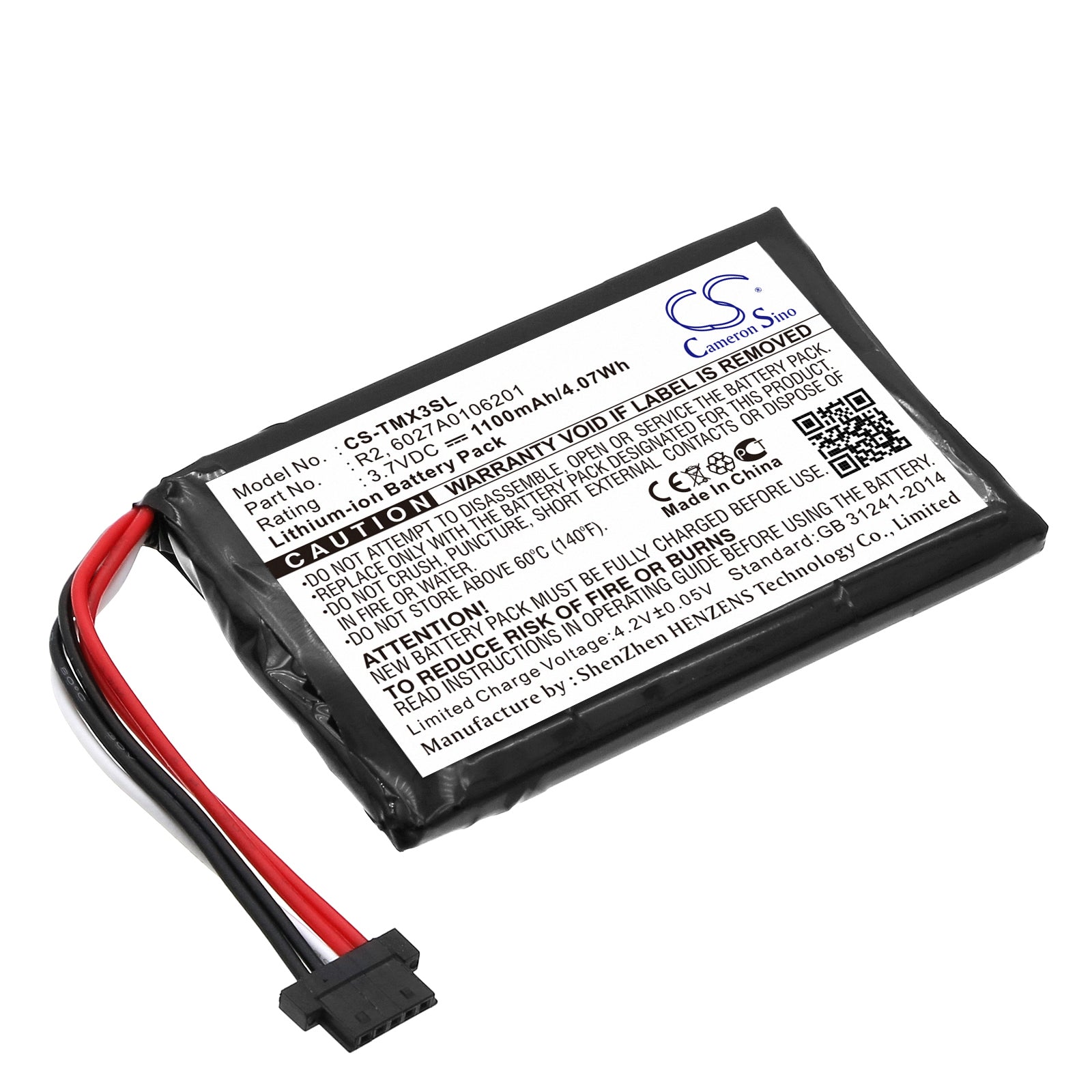 TomTom XXL IQ Routes GPS Navigator Battery - 1100mAh, 3.7V Li-ion Replacement (52x34x5mm)