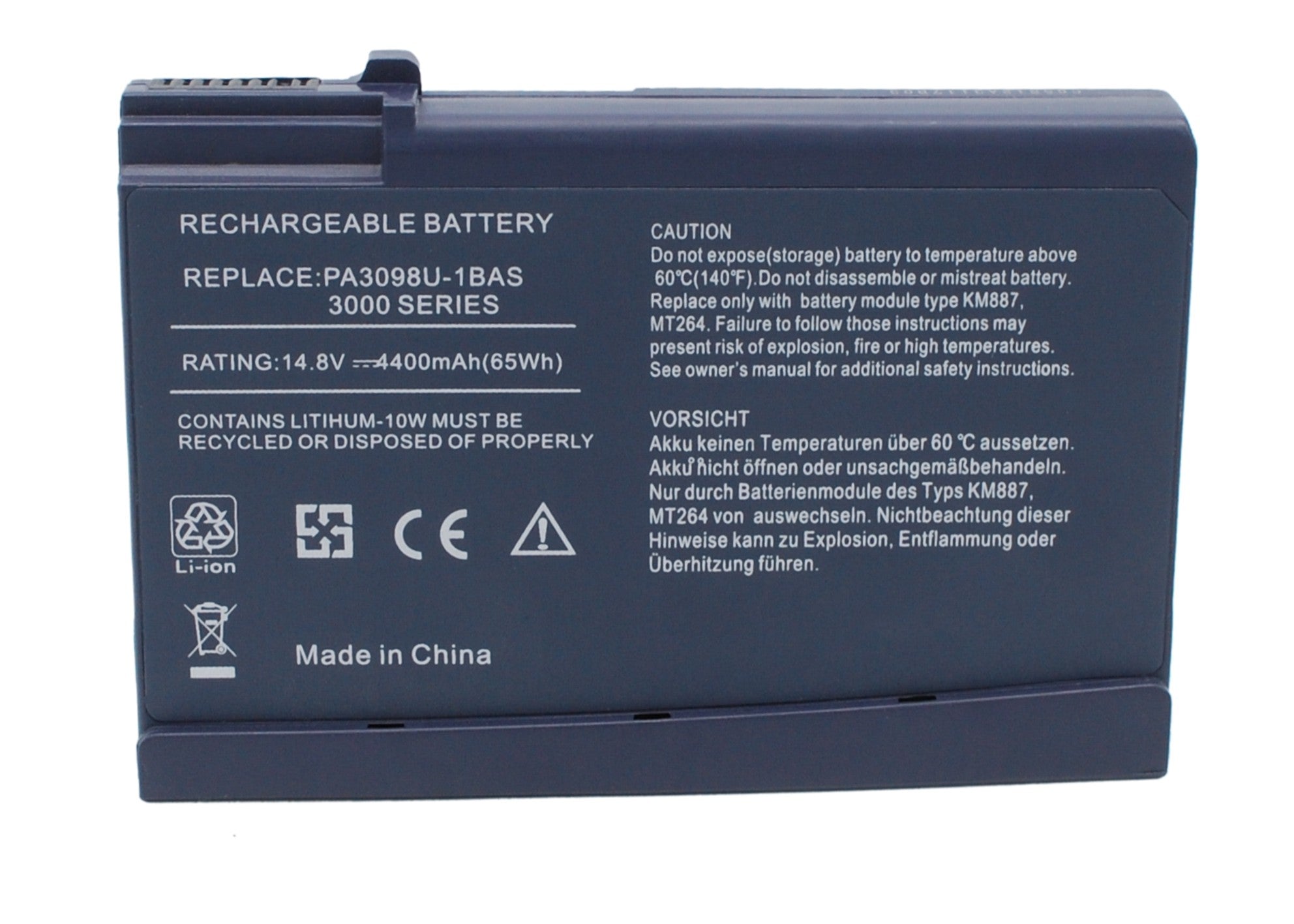 4400mAh Laptop Battery Replacement for Toshiba Satellite 1200 3000 Series - 14.8V 65.12Wh Li-ion