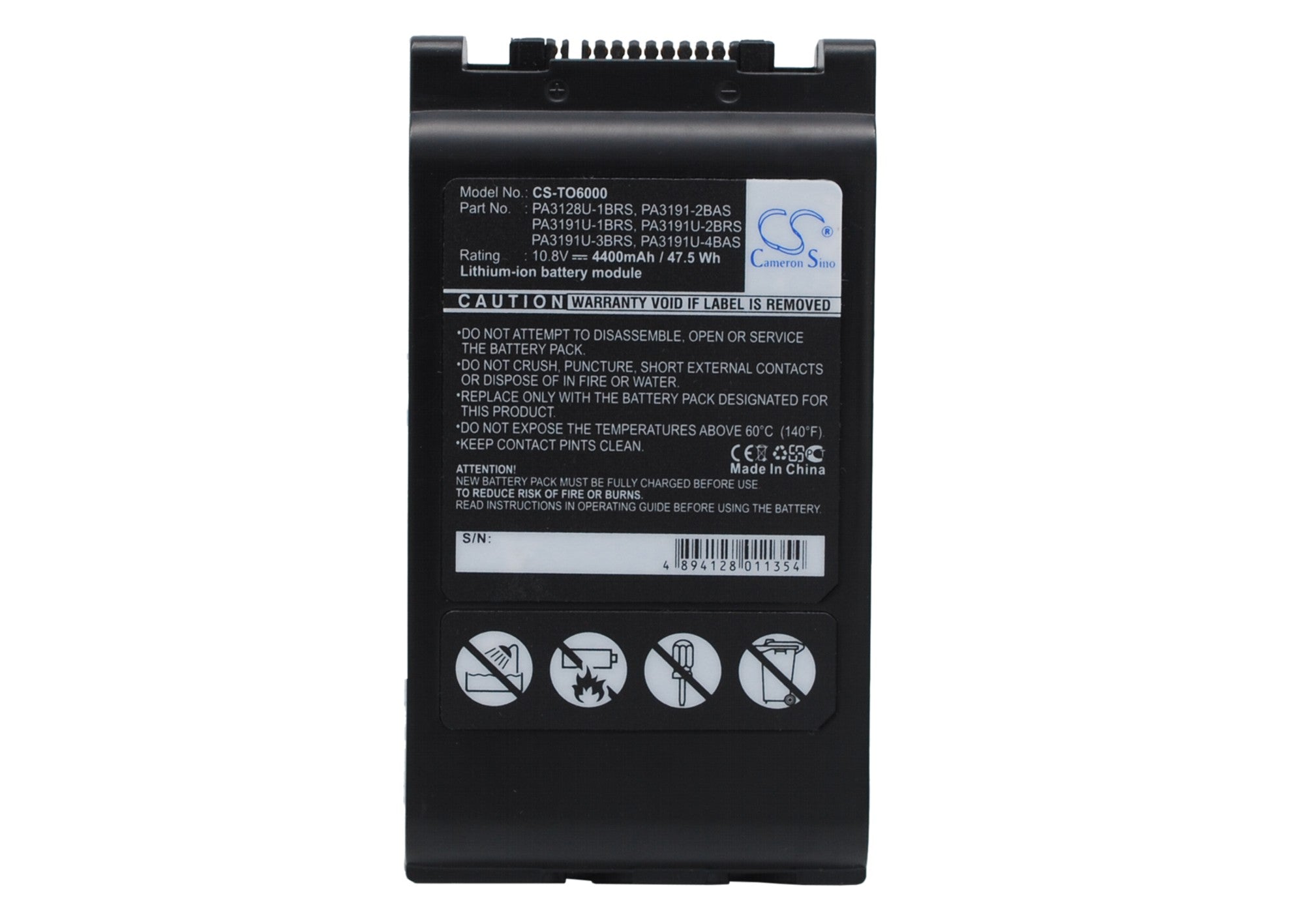 4400mAh Laptop Battery for Toshiba Tecra M7 & Portege M Series - 10.8V 47.52Wh Li-ion - Replacement