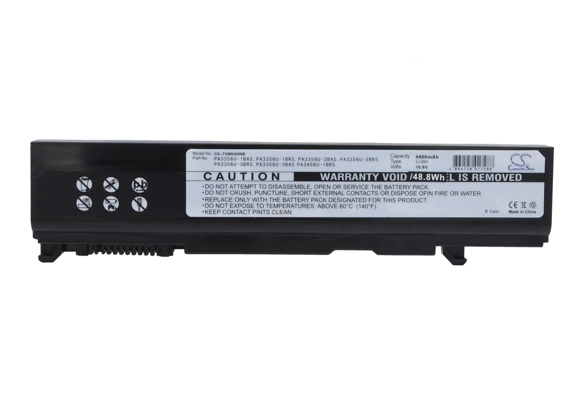 4400mAh Replacement Battery for Toshiba Tecra, Dynabook, Qosmio - 10.8V Li-ion - A3X-165, M9-12R Series