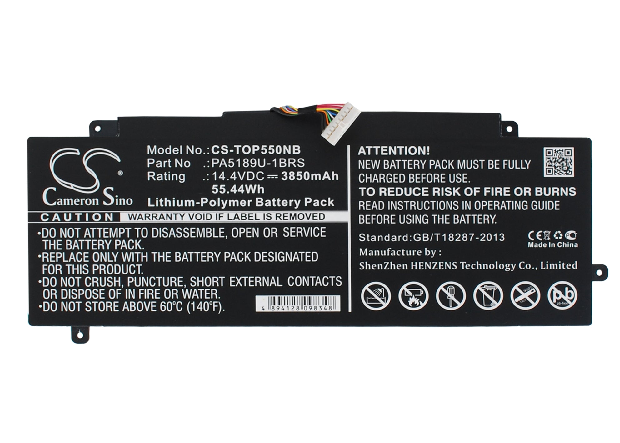 3850mAh Laptop Battery for Toshiba Satellite P55W-B & Radius 15 P50W-C Series - 14.4V 55.44Wh - Replacement Power Pack