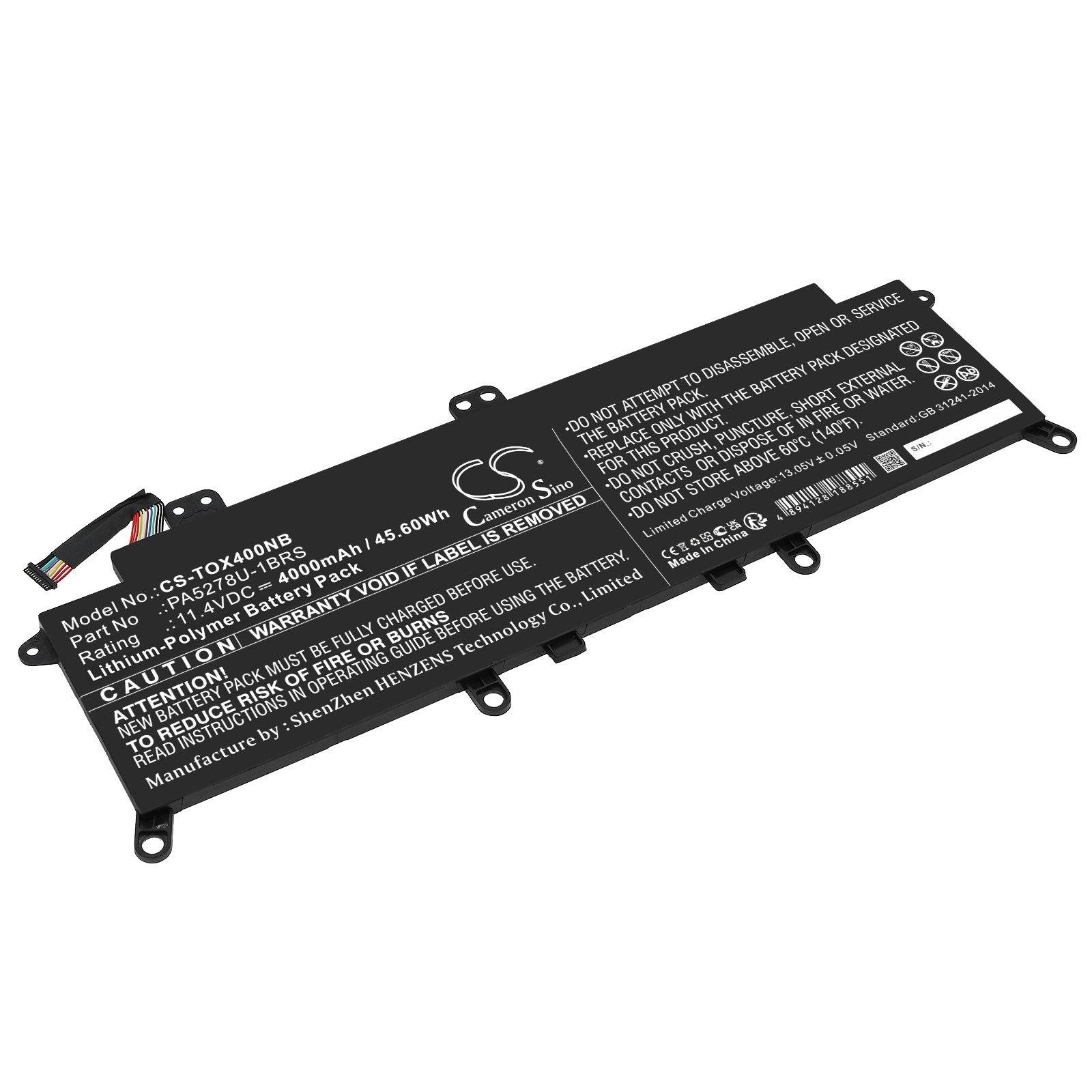 4000mAh Li-Polymer Battery for Toshiba Tecra X40 & Portege X30 Series Laptops - 11.4V 45.6Wh